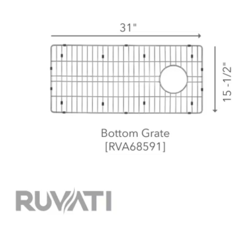 Ruvati Bottom Grate Grid for 33” wide workstation sink with offset drain